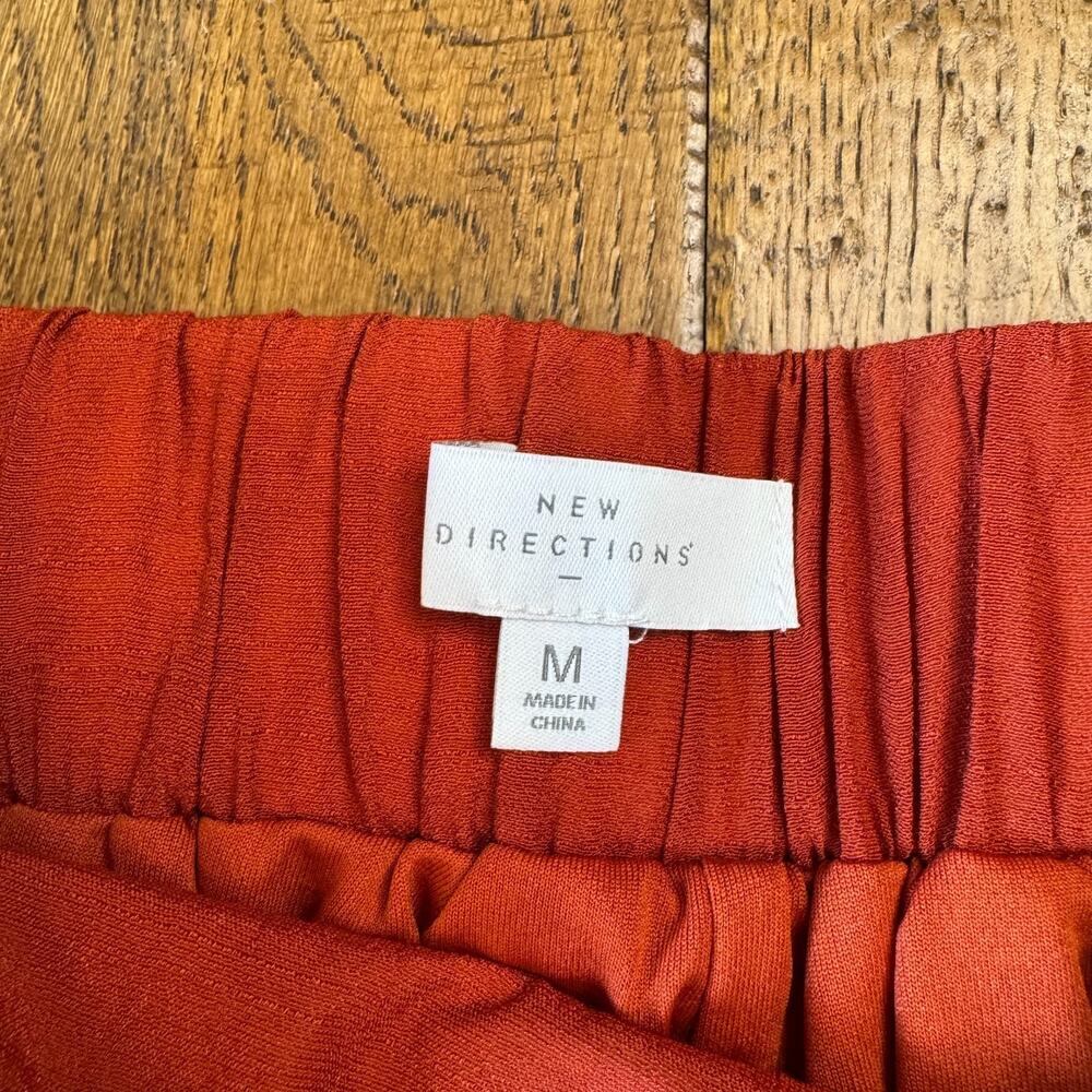 NWT New Directions Palazzo Pants Rust Orange Elastic Waist Wide Leg Womens Sz M - Picture 2 of 8